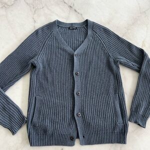American Apparel Men's Ribbed V-Neck Cardigan - Slate Blue